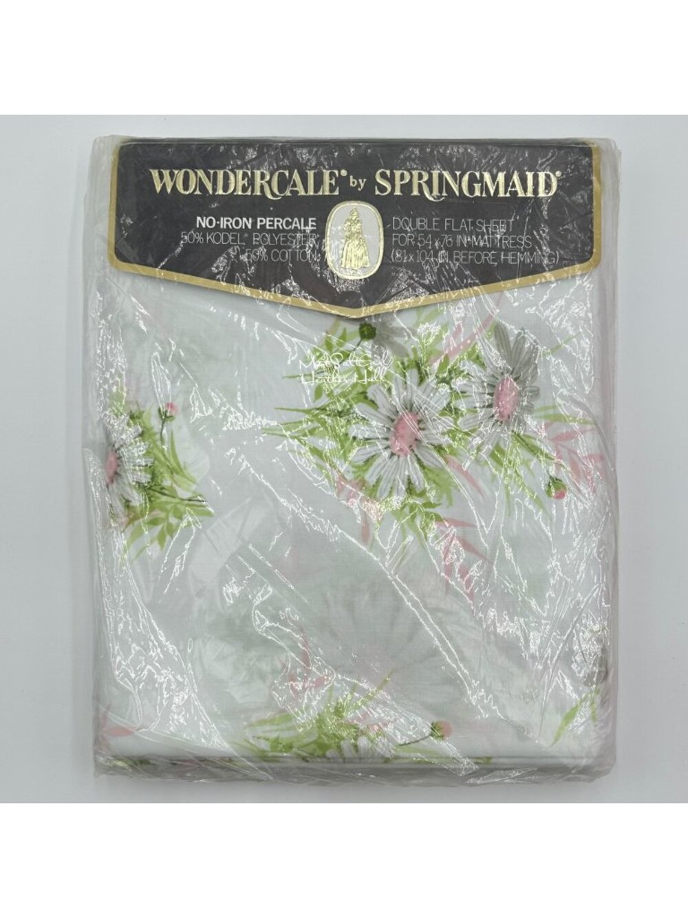 Vintage Springmaid Wondercale Double Flat Sheet Full Size Fresh Daisies Floral